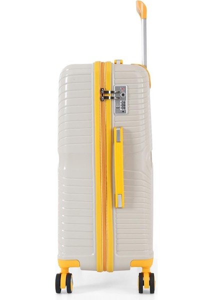 Kabin Boy Polipropilen Valiz 5239-S Beyaz-Sarı