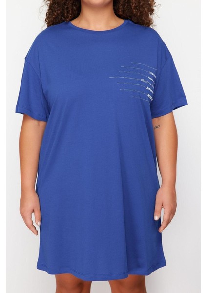 Yeni Rahat Günlük Süprem Örme Bisiklet Yaka Kısa Kol T-Shirt Elbise Mini Boy Büyük Beden Elbise modelleri