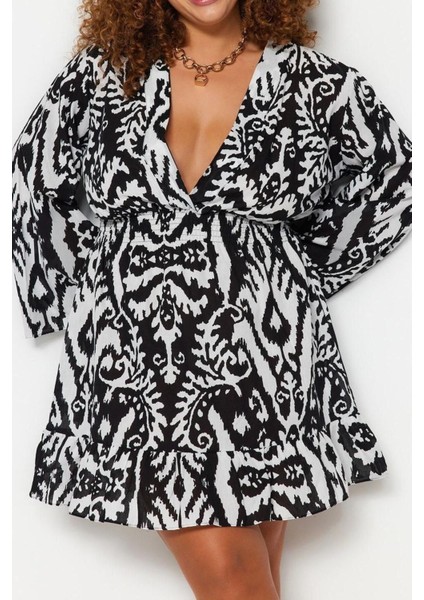 Yeni Rahat Plaj Günlük Vual Dokuma Kruvaze Uzun Kol Skater Mini Boy Büyük Beden Elbise fiyatları