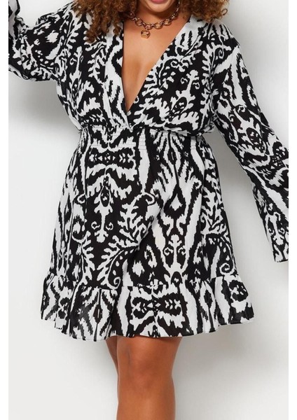 Yeni Rahat Plaj Günlük Vual Dokuma Kruvaze Uzun Kol Skater Mini Boy Büyük Beden Elbise modelleri