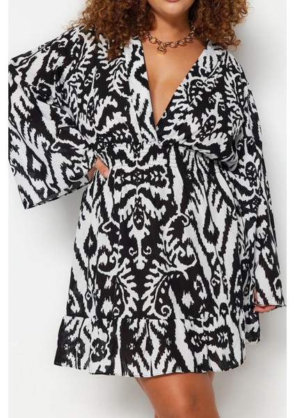 Yeni Rahat Plaj Günlük Vual Dokuma Kruvaze Uzun Kol Skater Mini Boy Büyük Beden Elbise fırsatları