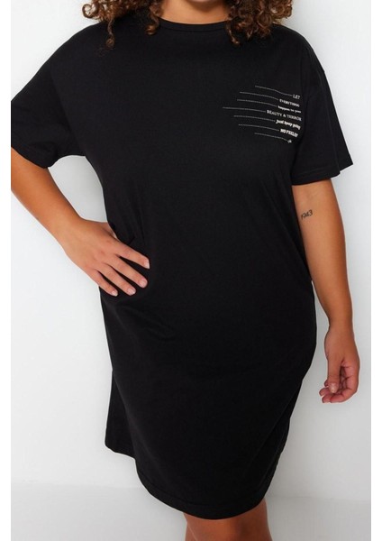 Yeni Rahat Günlük Süprem Örme Bisiklet Yaka Kısa Kol T-Shirt Elbise Mini Boy Büyük Beden Elbise fiyatları