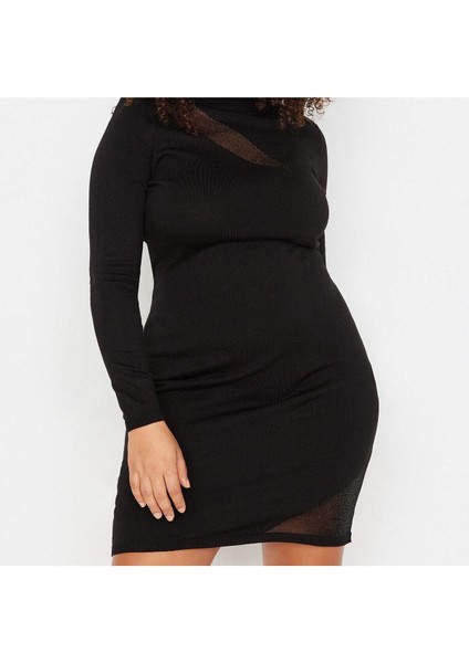 Yeni Fit Casual Günlük Tek Plaka Triko Dik Yaka Uzun Kol Bodycone Mini Boy Büyük Beden Elbise fiyatları