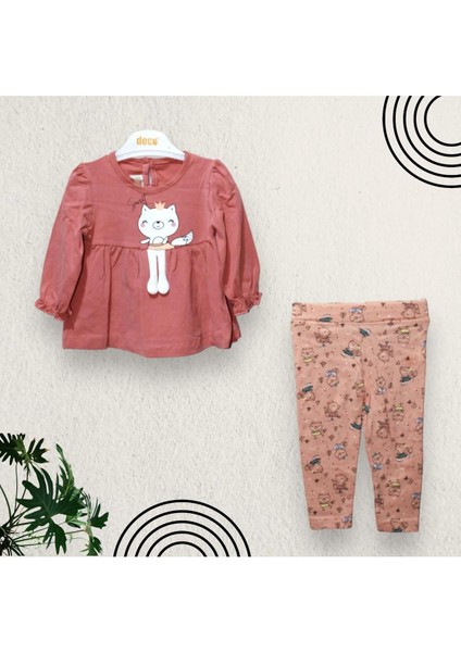 2li Kız Bebek Takımı - 6 9 12 18 Aylık - Kırmızı Yeşil Gül Kurusu