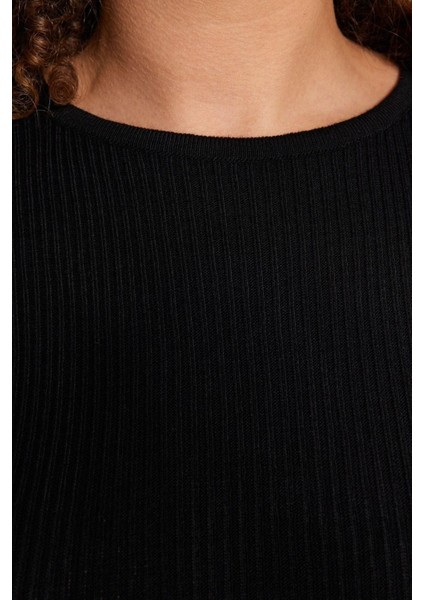 Yeni Fit Casual Günlük Fitilli Triko Bisiklet Yaka Uzun Kol Kazak Elbise Mini Boy Büyük Beden Elbise indirimleri