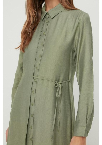 Yeni Regular Günlük Keten Aerobin Dokuma Ceket Yaka Uzun Kol Gömlek Elbise Maxi Boy Tesettür Elbise modelleri