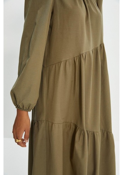 Yeni Regular Casual Günlük Terrycotton Dokuma Bisiklet Yaka Uzun Kol A-Line Maxi Boy Tesettür Elbise fırsatları