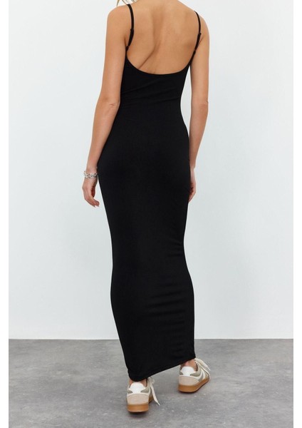 Yeni Regular Casual Günlük Sandy Örme Dik Yaka Kolsuz Kol Basic Maxi Boy Elbise