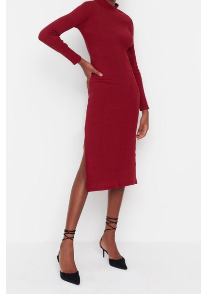 Yeni Slim Casual Günlük Rejenere Kaşkorse Dokuma Dik Yaka Uzun Kol Bodycone Mini Boy Elbise modelleri
