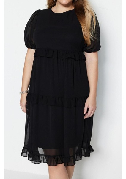 Yeni Rahat Casual Günlük Şifon Dokuma Kare Yaka Kısa Kol Smock Mini Boy Büyük Beden Elbise fiyatları