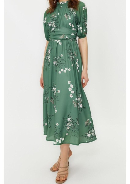 Yeni Regular Günlük Jessica Dokuma Bisiklet Yaka Truvakar Kol Kol A-Line Maxi Boy Tesettür Elbise fırsatları