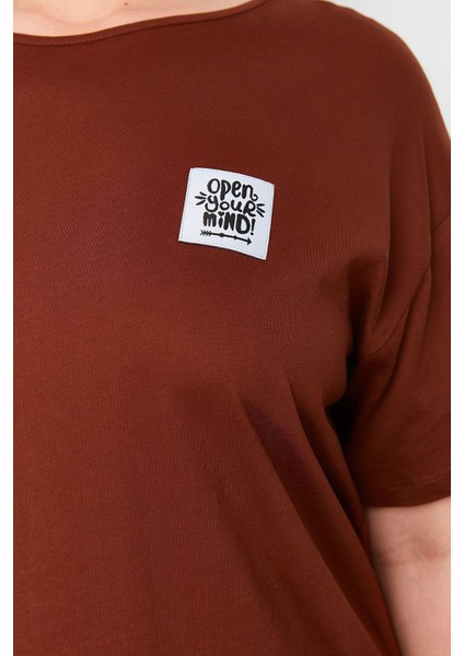 Yeni Rahat Günlük Süprem Örme Bisiklet Yaka Kısa Kol T-Shirt Elbise Midi Boy Büyük Beden Elbise indirimleri