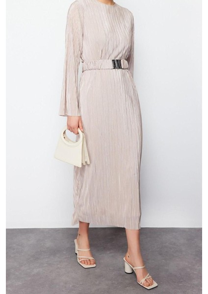 Yeni Regular Casual Günlük 2 Iplik Örme Bisiklet Yaka Uzun Kol Basic Maxi Boy Tesettür Elbise modelleri