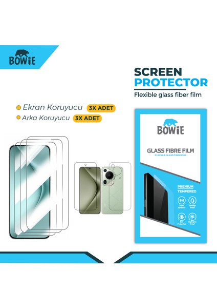 Huawei Nova Y70+ Plus için full kaplama ön arka nano tempered ekran koruyucu 3 adet set