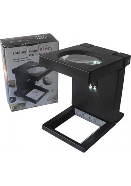 Katlanır Plastık LED Işıklı Test Cıhazı Büyüteç 2.5X90MM