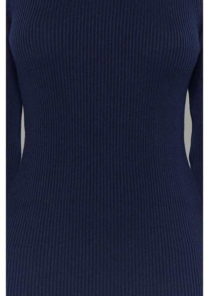 Yeni Slim Casual Günlük Dolu Iğne Triko Bisiklet Yaka Uzun Kol Bodycone Midi Boy Elbise fırsatları