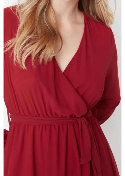 Yeni Fit Gündüz Gece Şifon Dokuma Kruvaze Uzun Kol Skater Mini Boy Elbise modelleri