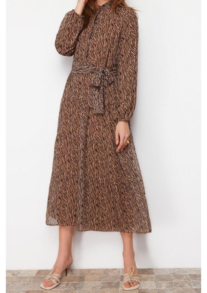 Yeni Rahat Casual Günlük Şifon Dokuma Dik Yaka Uzun Kol Basic Maxi Boy Tesettür Elbise fırsatları