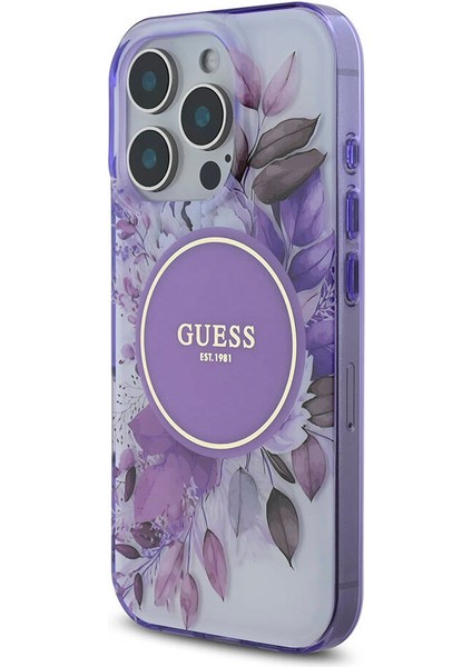 Apple iPhone 16 Pro Max Uyumlu Kılıf Guess Orjinal Lisanslı Magsafe Şarj Özellikli Flower Tonal Circle Mor fiyatları