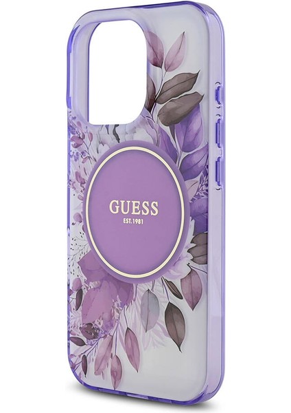Apple iPhone 16 Pro Max Uyumlu Kılıf Guess Orjinal Lisanslı Magsafe Şarj Özellikli Flower Tonal Circle Mor indirimleri