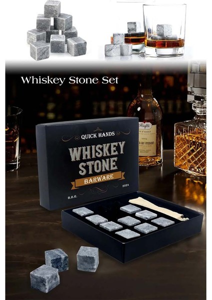 Quickhands Viski Taşı Kutulu Keseli 12 Adetli Viski Taşı Stone Set 20X20MM RA642Ü fiyatları