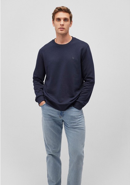 Erkek Bisiklet Yaka Lacivert Sweatshirt 065751-29743