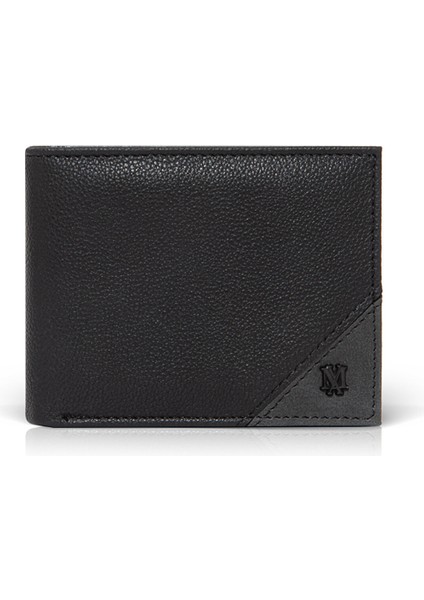 Mühür Logo Siyah Cüzdan Deri Malzeme ile Kartlık Bölmeli Şık Tasarım 091857-900