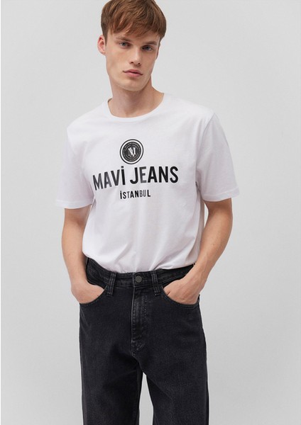 Jeans Baskılı Beyaz Tişört 066195-620