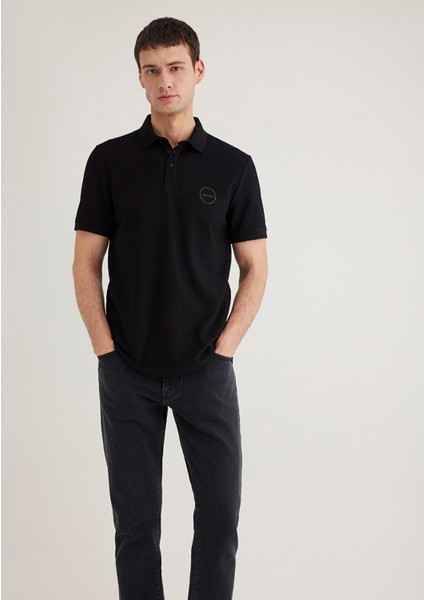 Dokulu Siyah Polo Tişört 0610305-900