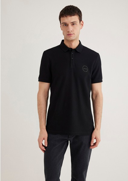 Dokulu Siyah Polo Tişört 0610305-900 modelleri
