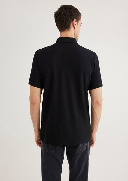 Dokulu Siyah Polo Tişört 0610305-900 fırsatları