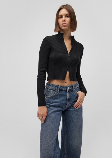 Çift Yön Fermuarlı Siyah Triko 171469-900