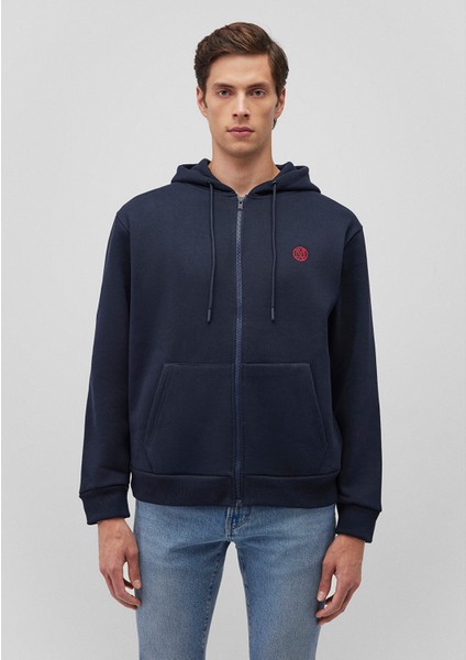Logolu Kapüşonlu Fermuarlı Lacivert Sweatshirt066979-70490