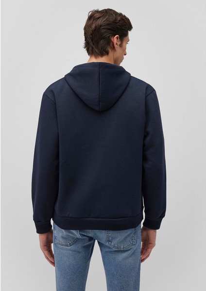 Logolu Kapüşonlu Fermuarlı Lacivert Sweatshirt066979-70490