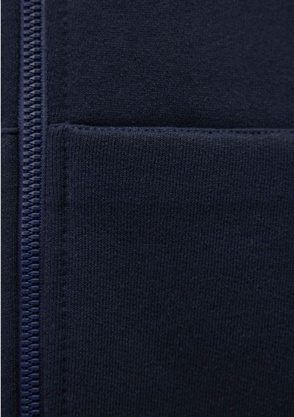 Logolu Kapüşonlu Fermuarlı Lacivert Sweatshirt066979-70490