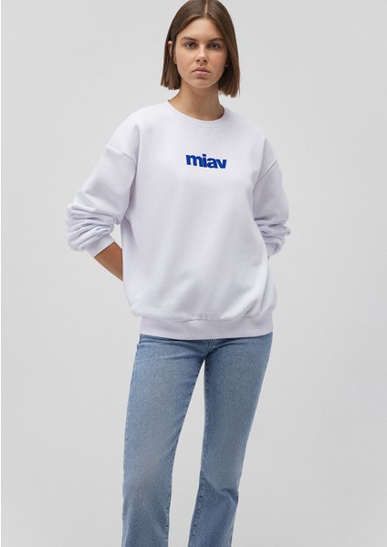 Miav Baskılı Beyaz Sweatshirt1610964-620