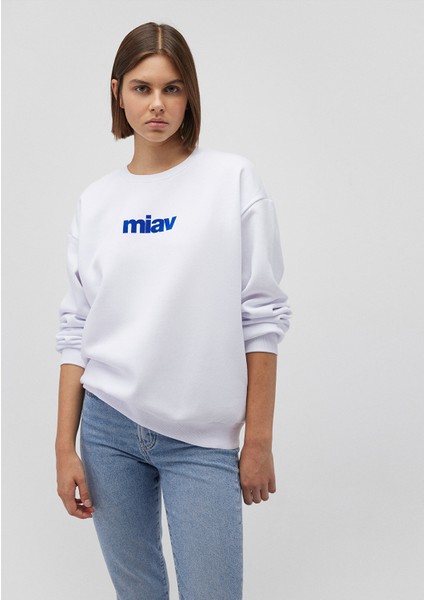 Miav Baskılı Beyaz Sweatshirt1610964-620