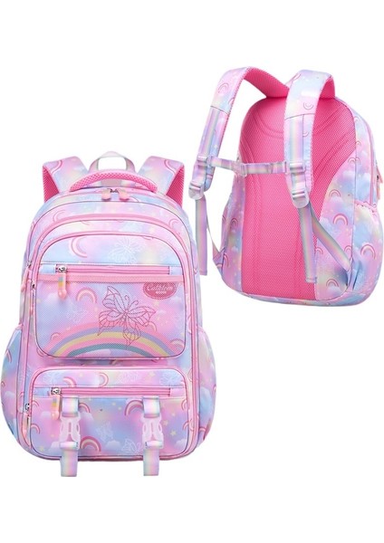 Sevimli Gökkuşağı Kız Sırt Çantası Büyük Kapasiteli Açılış Yükü Azaltan Su Geçirmez Ilköğretim Okul Çantası (Yurt Dışından)