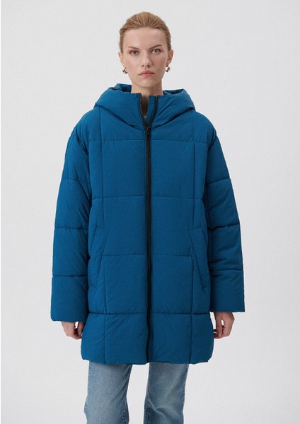 Kapitone Kapüşonlu Mavi Şişme Mont1110218-70789 modelleri