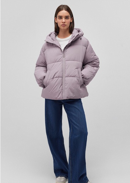 Kapüşonlu Lila Şişme Mont1110199-70107