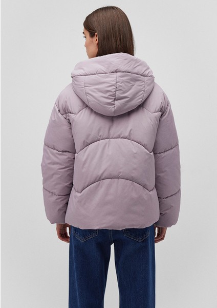 Kapüşonlu Lila Şişme Mont1110199-70107 fırsatları