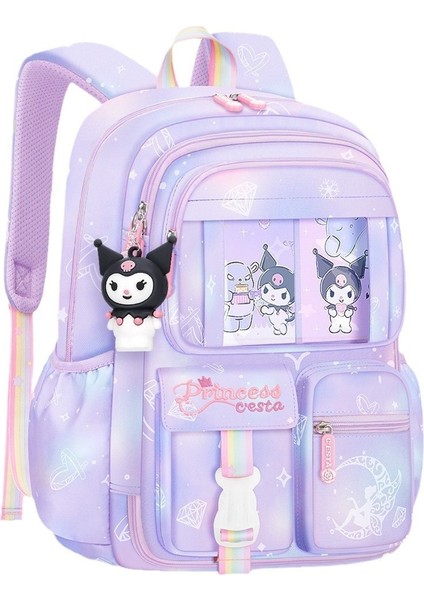 Buzdolabının Kapısını Açan Okul Çantası Birinci Sınıf Kızların Su Geçirmez Omurga Koruması Ilkokul Öğrencisi Kuromi Üç Ila Altı Kız Çocuğun Yükünü Azaltmak Için (Yurt Dışından)