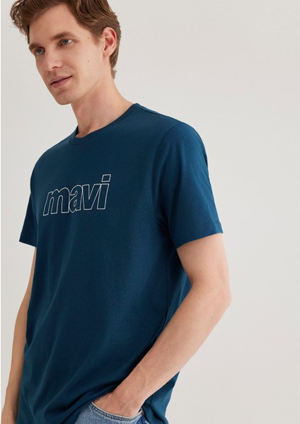 Mavi Logo Baskılı Lacivert Tişört 065781-70764