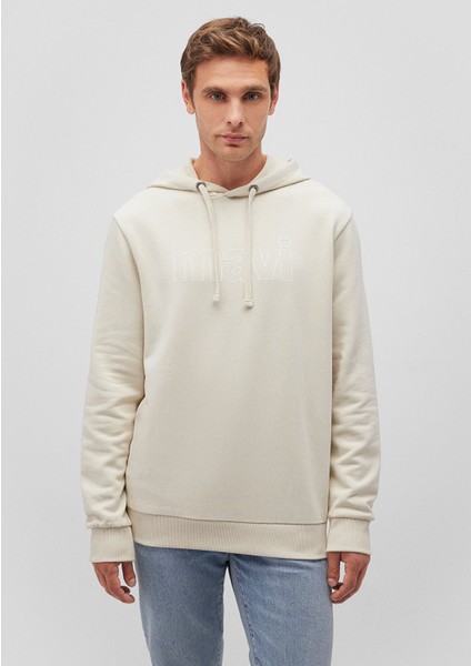 Mavi Logo Baskılı Kapüşonlu Bej Sweatshirt 065606-70134 modelleri