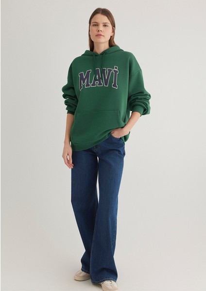 Mavi Logo Baskılı Kapüşonlu Yeşil Sweatshirt 1600361-71892 fiyatları