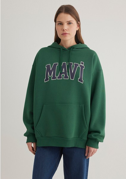 Mavi Logo Baskılı Kapüşonlu Yeşil Sweatshirt 1600361-71892 fırsatları