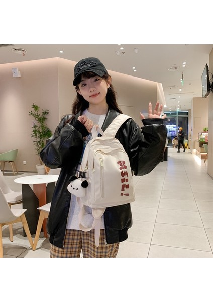 Schoolbag Kadın Üniversite Öğrencisi Moda Mini Sırt Çantası Üniversite Tarzı Çok Yönlü Basit Hafif Seyahat Sırt Çantası (Yurt Dışından)