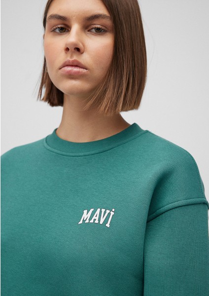 Mavi Logo Baskılı Yeşil Crop Sweatshirt 1611601-71874 indirimleri