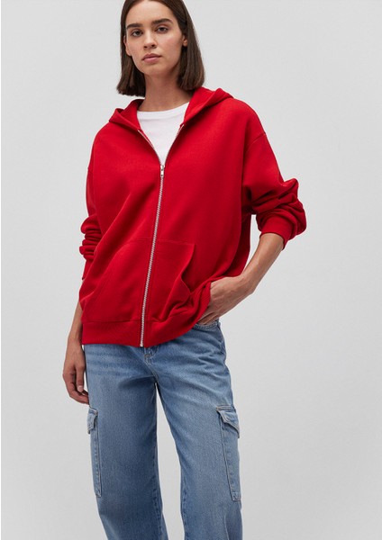 Fermuarlı Kapüşonlu Kırmızı Basic Sweatshirt 1611775-82054 fiyatları