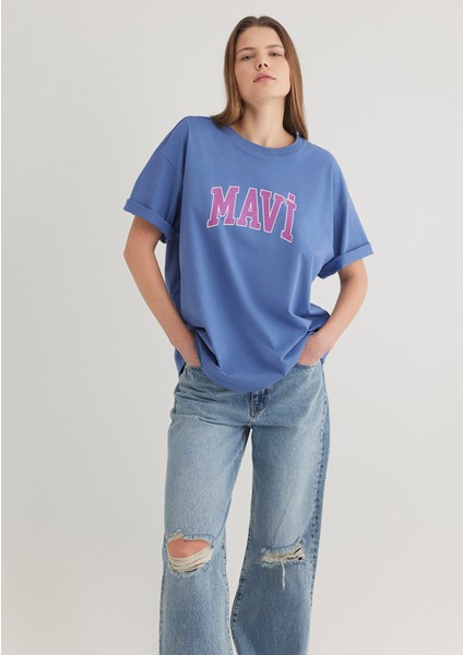 Mavi Logo Baskılı Mavi Tişört 1600843-70662